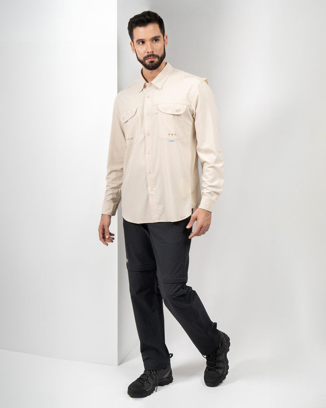 Camisa MAJA® Outdoor Signature, Khaki claro, detalle, fit Relajado, Poliéster, con Tela antidesgarro, ideal para oficina