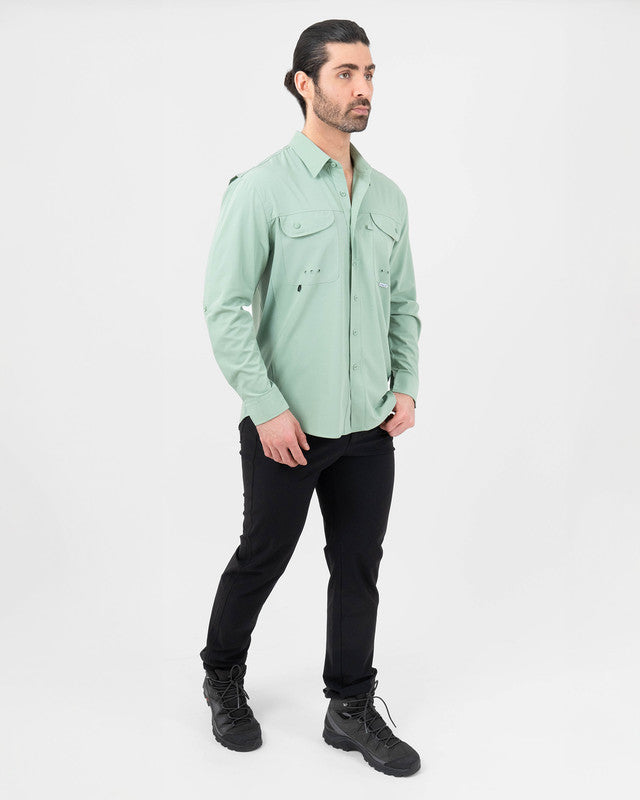 Camisa MAJA® Outdoor Signature, Verde claro, detalle, fit Relajado, Poliéster, con Tela antidesgarro, ideal para oficina