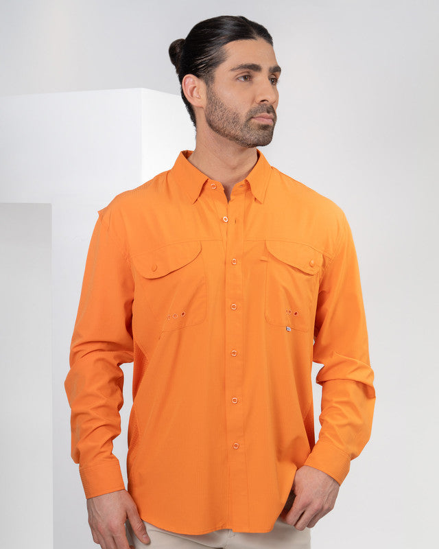 Camisa MAJA® Outdoor Signature, Naranja, vista frontal, fit Relajado, Poliéster, con Tela antidesgarro, ideal para oficina