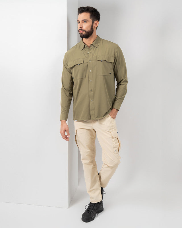 Camisa Outdoor Equipo MAJA®, Olive green, detalle, fit Relajado, Poliéster, con Tela antidesgarro, ideal para oficina