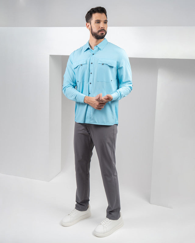 Camisa Outdoor Equipo MAJA®, Azul cielo, detalle, fit Relajado, Poliéster, con Tela antidesgarro, ideal para oficina