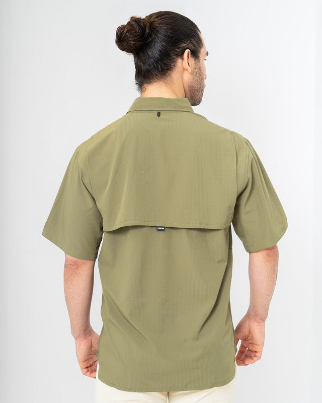 Camisa Outdoor Equipo MAJA®, Olive green, vista posterior, fit Relajado, Poliéster, con Tela antidesgarro, ideal para oficina