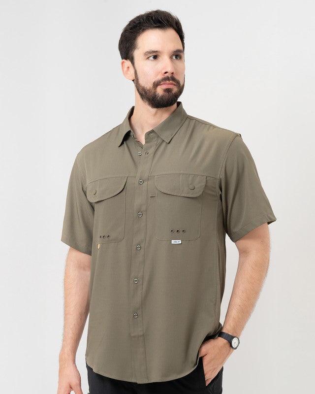 Camisa MAJA® Outdoor Signature, Verde, vista frontal, fit Relajado, Poliéster, con Tela antidesgarro, ideal para oficina