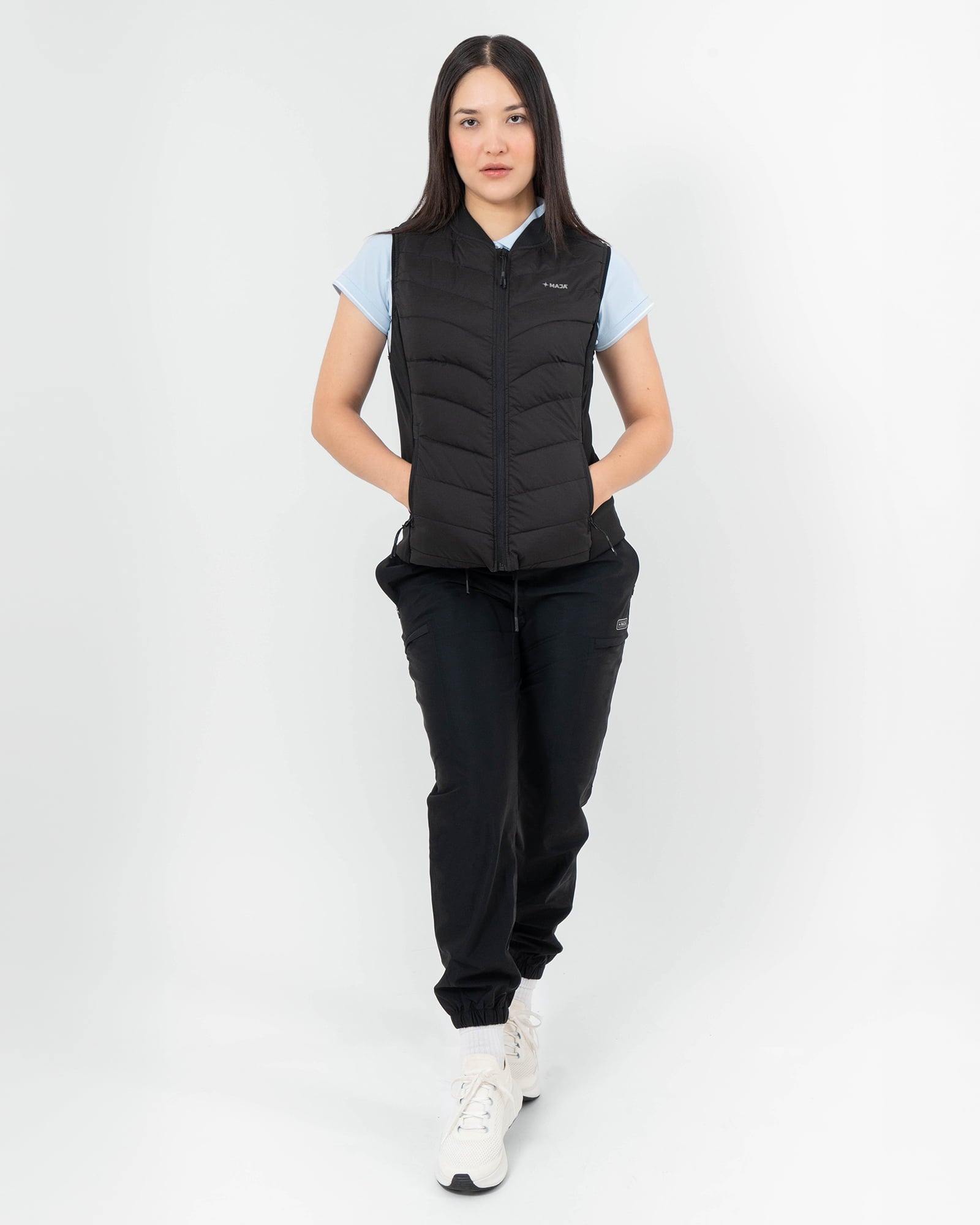 Chaleco Polar MAJA®, Negro, detalle, fit Slim, Poliéster, para uso casual o entrenamiento