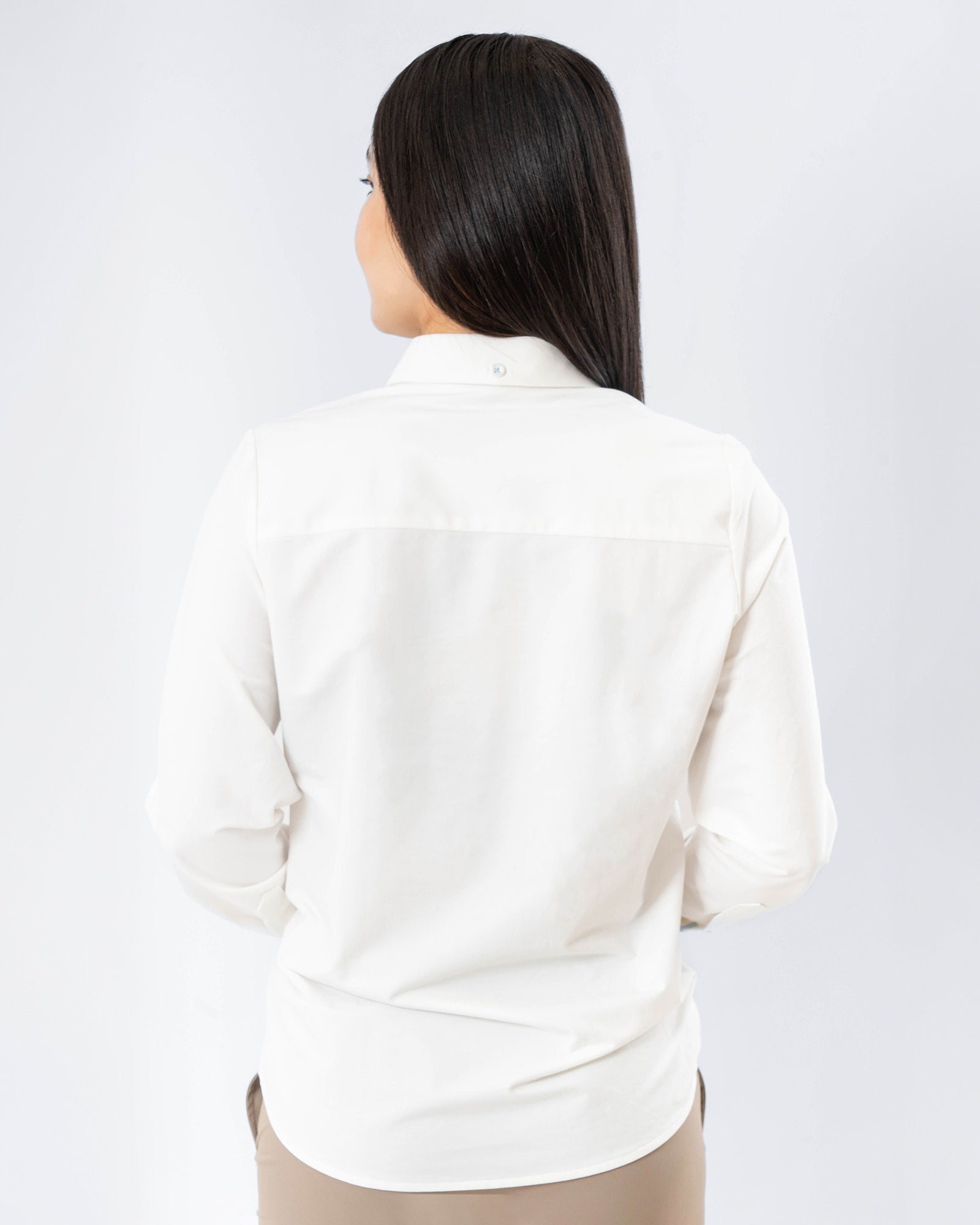 Camisa MAJA® Oxford, Blanco, vista posterior, fit Regular, Poliéster, con Tela antiarrugas, ideal para oficina