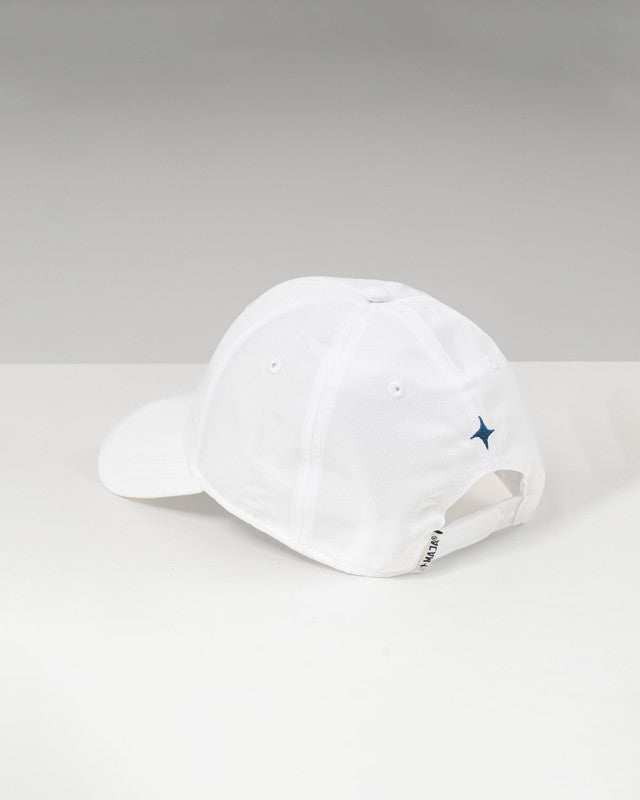 Gorra Snapback Emblema Lucero, Blanco, vista posterior, Algodón, protección solar y estilo casual
