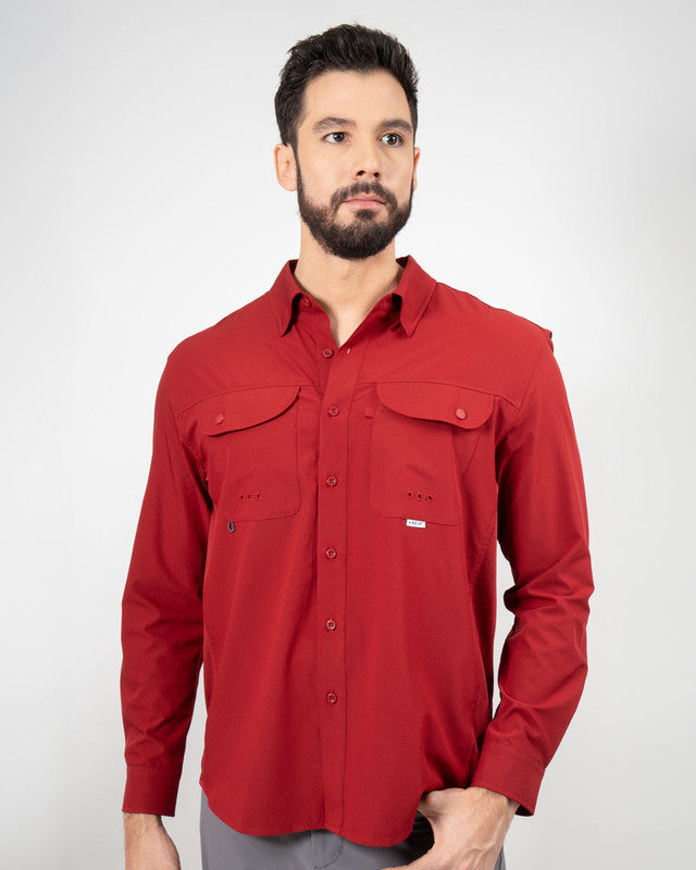 Camisa MAJA® Outdoor Signature, Tinto, vista frontal, fit Relajado, Poliéster, con Tela antidesgarro, ideal para oficina
