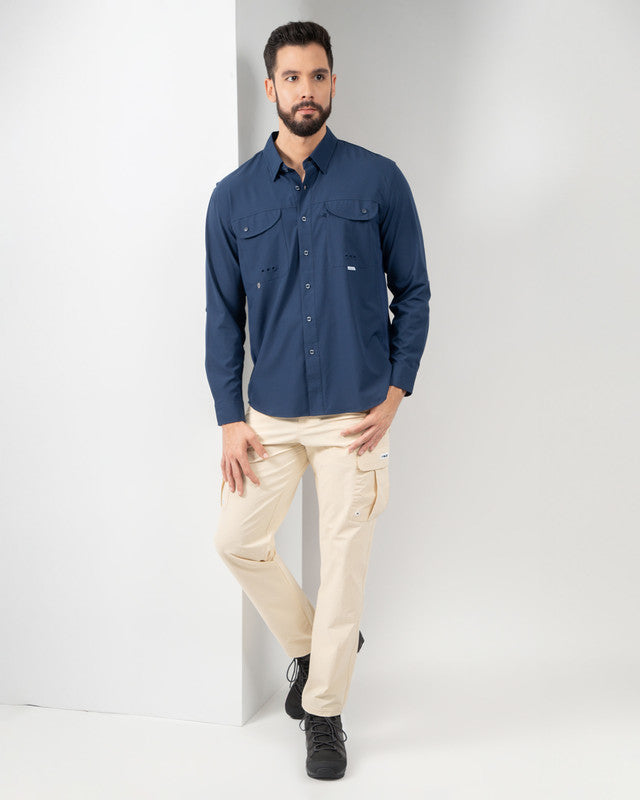 Camisa MAJA® Outdoor Signature, Azul marino, detalle, fit Relajado, Poliéster, con Tela antidesgarro, ideal para oficina