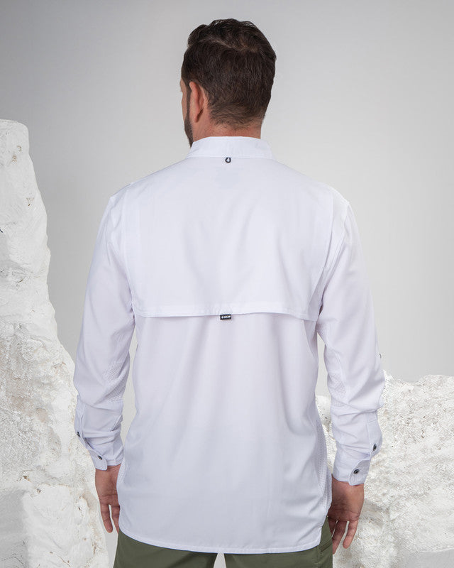 Camisa Outdoor Equipo MAJA®, Blanco, vista posterior, fit Relajado, Poliéster, con Tela antidesgarro, ideal para oficina