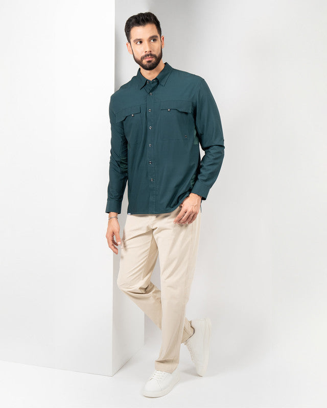 Camisa Outdoor Equipo MAJA®, Verde oscuro, detalle, fit Relajado, Poliéster, con Tela antidesgarro, ideal para oficina