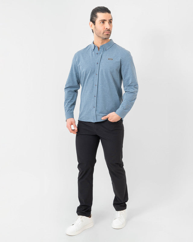Camisa Oxford MAJA®, Azul, detalle, fit Slim, Poliéster, con Tela estiramiento 4 vías, ideal para oficina