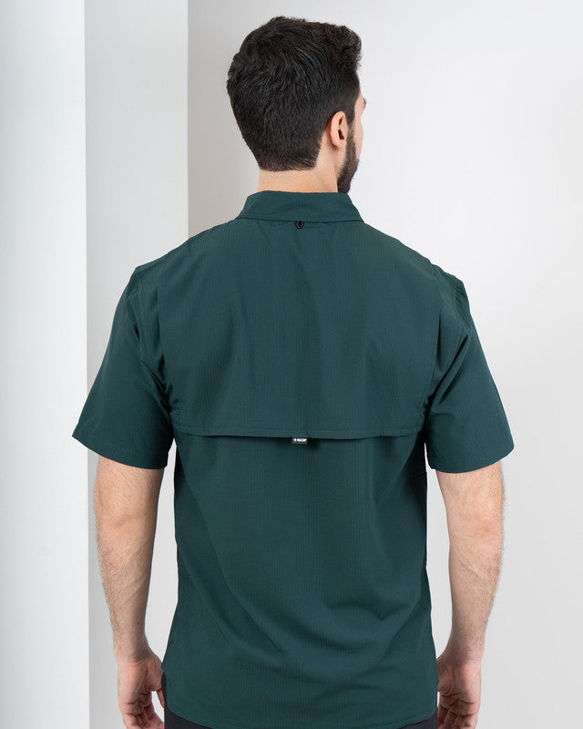 Camisa Outdoor Equipo MAJA®, Verde oscuro, vista posterior, fit Relajado, Poliéster, con Tela antidesgarro, ideal para oficina