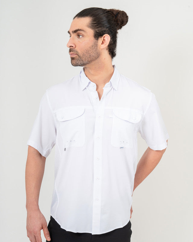 Camisa MAJA® Outdoor Signature, Blanco, vista frontal, fit Relajado, Poliéster, con Tela antidesgarro, ideal para oficina