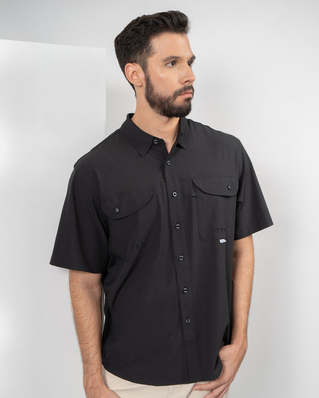 Camisa MAJA® Outdoor Signature, Negro, vista frontal, fit Relajado, Poliéster, con Tela antidesgarro, ideal para oficina