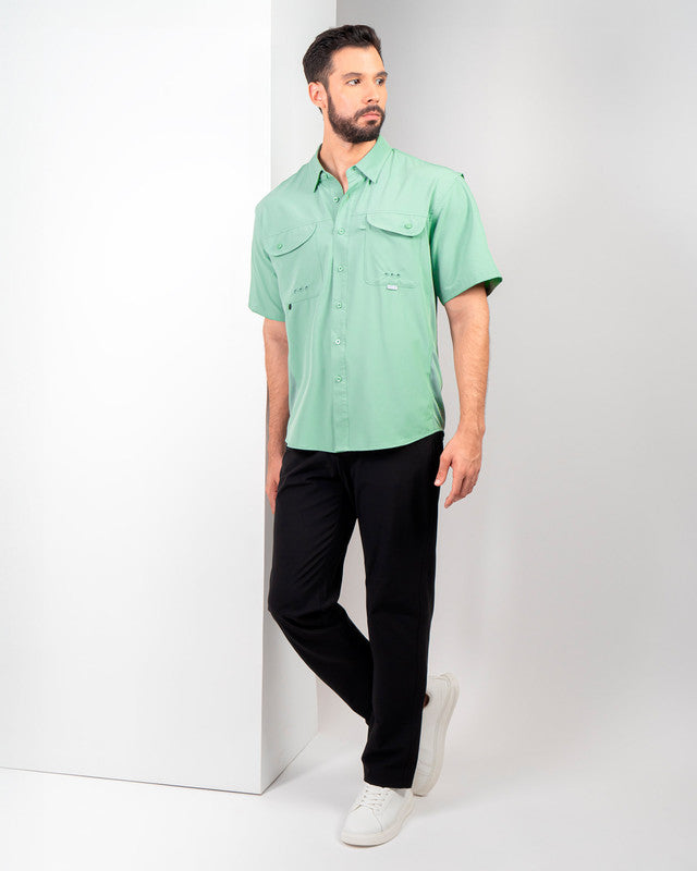 Camisa MAJA® Outdoor Signature, Verde claro, detalle, fit Relajado, Poliéster, con Tela antidesgarro, ideal para oficina