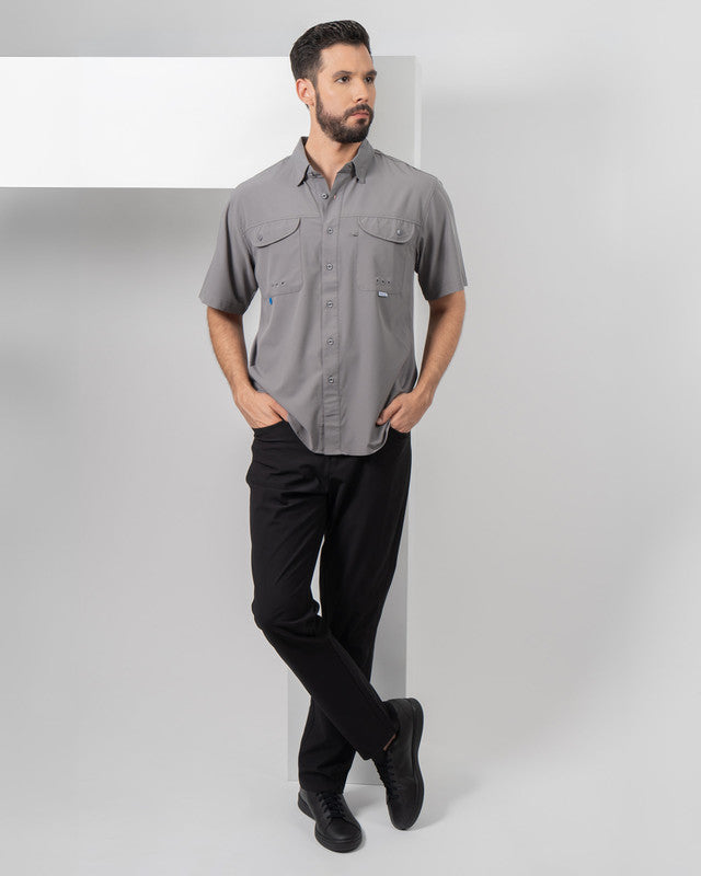 Camisa MAJA® Outdoor Signature, Gris, detalle, fit Relajado, Poliéster, con Tela antidesgarro, ideal para oficina