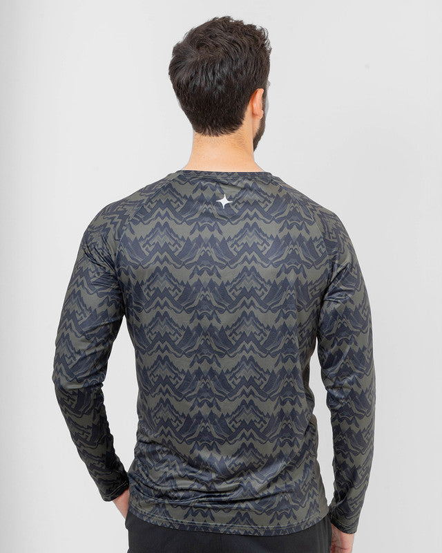 Playera Performance, Patrón contoy verde, vista posterior, fit Relajado, Poliéster, con Páneles para ventilación, uso versátil